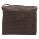 CELINE Macadam Canvas Circle Shoulder Bag PVC Leather Brown Gold Auth 202958-2