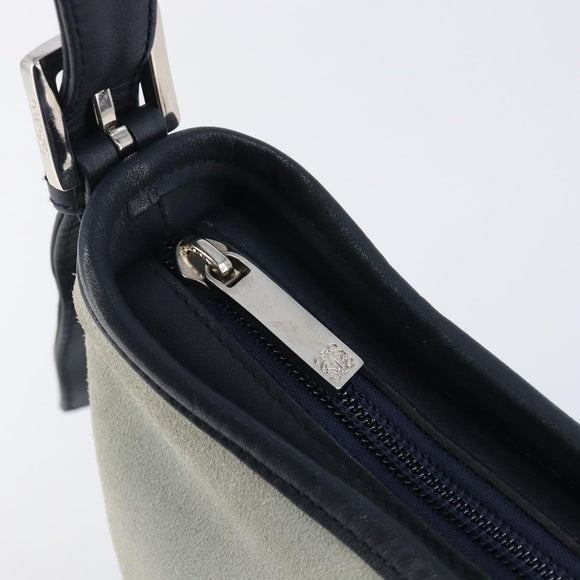 LOEWE Shoulder Bag Suede Light Blue Silver Auth 202960A
