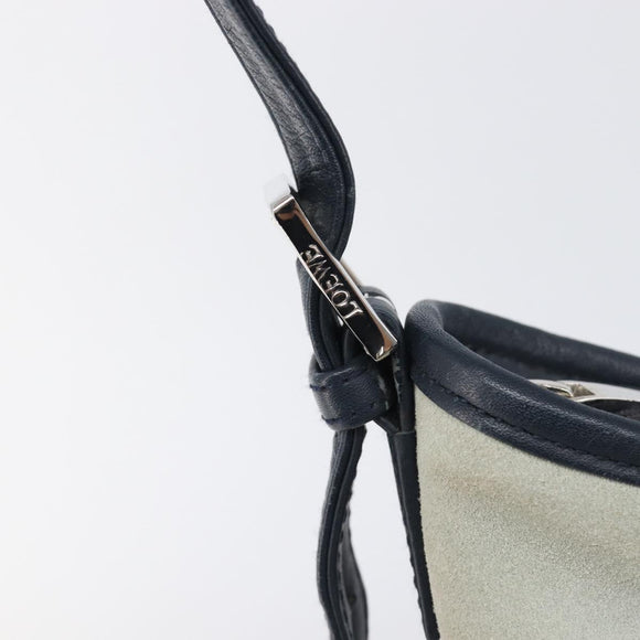 LOEWE Shoulder Bag Suede Light Blue Silver Auth 202960A