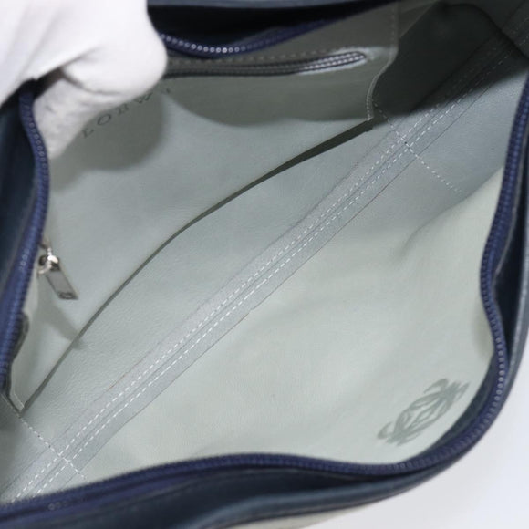 LOEWE Shoulder Bag Suede Light Blue Silver Auth 202960A
