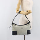 LOEWE Shoulder Bag Suede Light Blue Silver Auth 202960A-26