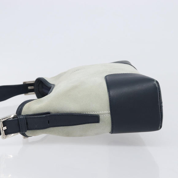 LOEWE Shoulder Bag Suede Light Blue Silver Auth 202960A