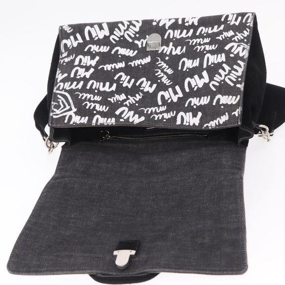 Miu Miu Shoulder Bag Denim 2way Gray Silver Auth 202961M