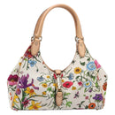 GUCCI New Jackie Flora Shoulder Bag Canvas Multicolor Gold 145819 Auth 202962V-2