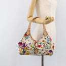 GUCCI New Jackie Flora Shoulder Bag Canvas Multicolor Gold 145819 Auth 202962V-25