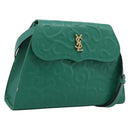 SAINT LAURENT Shoulder Bag Leather Green Gold Tone Auth 202964-1