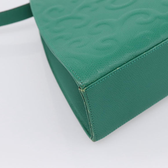 SAINT LAURENT Shoulder Bag Leather Green Gold Tone Auth 202964