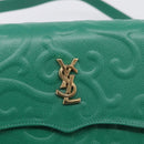 SAINT LAURENT Shoulder Bag Leather Green Gold Tone Auth 202964-17