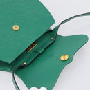 SAINT LAURENT Shoulder Bag Leather Green Gold Tone Auth 202964-11