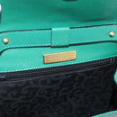 SAINT LAURENT Shoulder Bag Leather Green Gold Tone Auth 202964-18