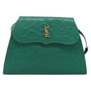 SAINT LAURENT Shoulder Bag Leather Green Gold Tone Auth 202964-13