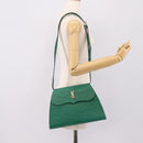 SAINT LAURENT Shoulder Bag Leather Green Gold Tone Auth 202964-23