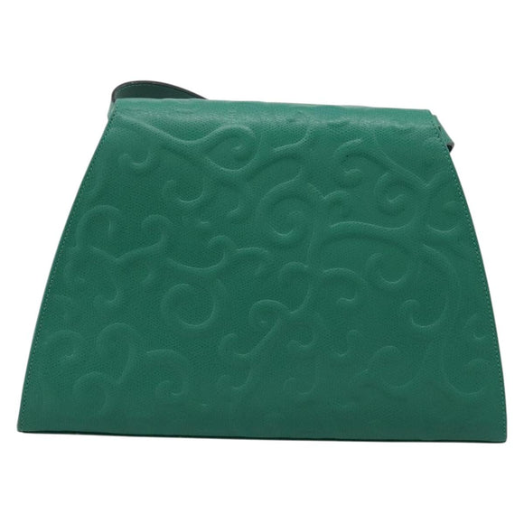 SAINT LAURENT Shoulder Bag Leather Green Gold Tone Auth 202964