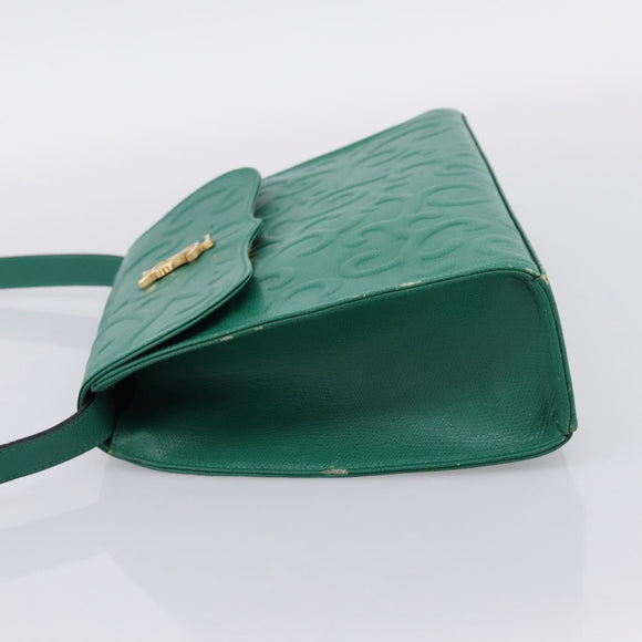 SAINT LAURENT Shoulder Bag Leather Green Gold Tone Auth 202964