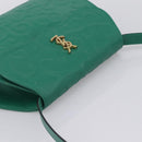 SAINT LAURENT Shoulder Bag Leather Green Gold Tone Auth 202964-6
