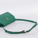 SAINT LAURENT Shoulder Bag Leather Green Gold Tone Auth 202964-7