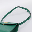 SAINT LAURENT Shoulder Bag Leather Green Gold Tone Auth 202964-8