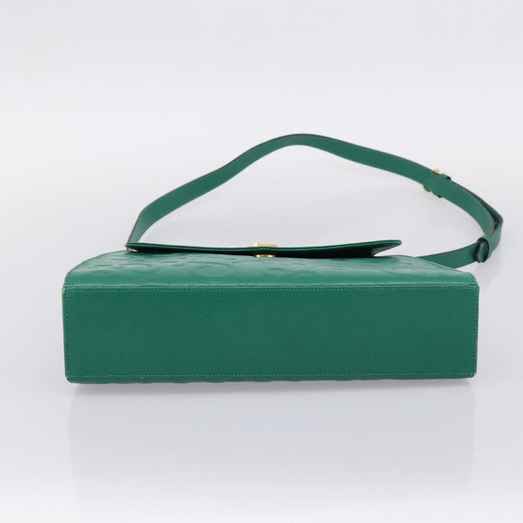 SAINT LAURENT Shoulder Bag Leather Green Gold Tone Auth 202964