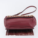 PRADA Shoulder Bag Safiano Leather Bordeaux Gold Auth 202965V-5