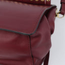 PRADA Shoulder Bag Safiano Leather Bordeaux Gold Auth 202965V-16