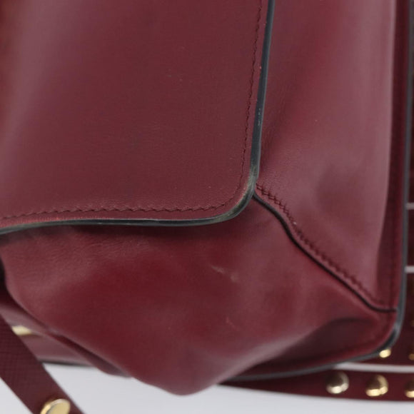 PRADA Shoulder Bag Safiano Leather Bordeaux Gold Auth 202965V