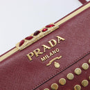 PRADA Shoulder Bag Safiano Leather Bordeaux Gold Auth 202965V-18