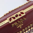 PRADA Shoulder Bag Safiano Leather Bordeaux Gold Auth 202965V-19
