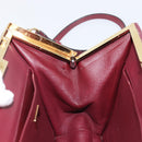 PRADA Shoulder Bag Safiano Leather Bordeaux Gold Auth 202965V-21