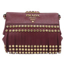 PRADA Shoulder Bag Safiano Leather Bordeaux Gold Auth 202965V-13