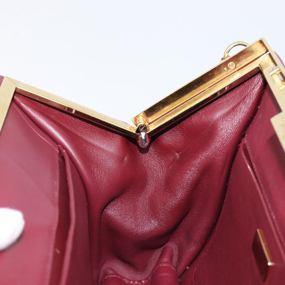 PRADA Shoulder Bag Safiano Leather Bordeaux Gold Auth 202965V