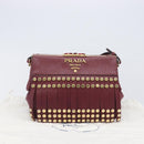 PRADA Shoulder Bag Safiano Leather Bordeaux Gold Auth 202965V-12