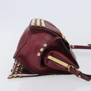 PRADA Shoulder Bag Safiano Leather Bordeaux Gold Auth 202965V-3