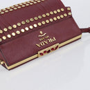 PRADA Shoulder Bag Safiano Leather Bordeaux Gold Auth 202965V-6