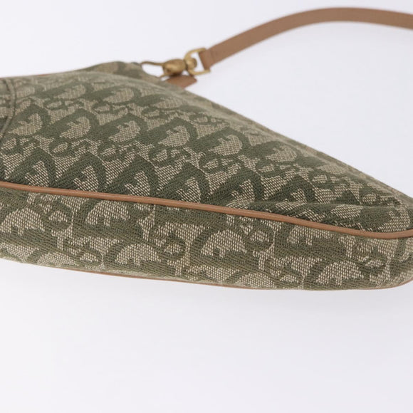 Christian Dior Trotter Canvas Saddle Accessory Pouch Khaki Gold Auth 202969