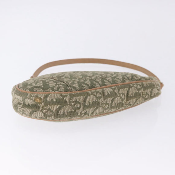 Christian Dior Trotter Canvas Saddle Accessory Pouch Khaki Gold Auth 202969