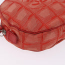 CHANEL New Travel Line Pouch Canvas Red Silver CC Auth 202970-10