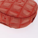 CHANEL New Travel Line Pouch Canvas Red Silver CC Auth 202970-11