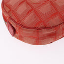 CHANEL New Travel Line Pouch Canvas Red Silver CC Auth 202970-12
