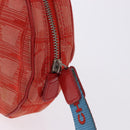 CHANEL New Travel Line Pouch Canvas Red Silver CC Auth 202970-14