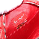 CHANEL New Travel Line Pouch Canvas Red Silver CC Auth 202970-15