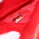 CHANEL New Travel Line Pouch Canvas Red Silver CC Auth 202970-20