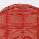 CHANEL New Travel Line Pouch Canvas Red Silver CC Auth 202970-3