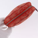 CHANEL New Travel Line Pouch Canvas Red Silver CC Auth 202970-7
