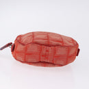CHANEL New Travel Line Pouch Canvas Red Silver CC Auth 202970-9
