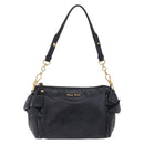 Miu Miu Shoulder Bag Vitellolux Black Gold Auth 202971V-2