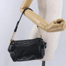 Miu Miu Shoulder Bag Vitellolux Black Gold Auth 202971V-22