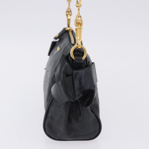 Miu Miu Shoulder Bag Vitellolux Black Gold Auth 202971V