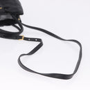 PRADA Ribbon Hand Bag Leather Black Gold Auth 202973V-9