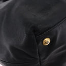 PRADA Ribbon Hand Bag Leather Black Gold Auth 202973V-18