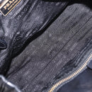 PRADA Ribbon Hand Bag Leather Black Gold Auth 202973V-10
